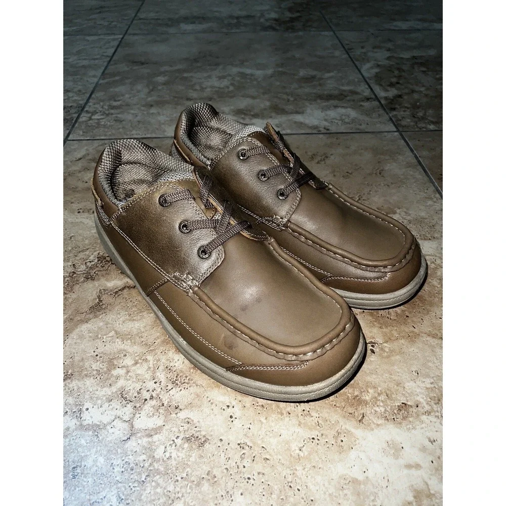 Mens Orthofeet Baton Orthotic Therapeutic Brown Leather Moc Boat Shoes 10 2E EE